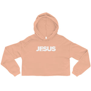 Bold Lion - Ladies Crop Hoodie (White Icon)